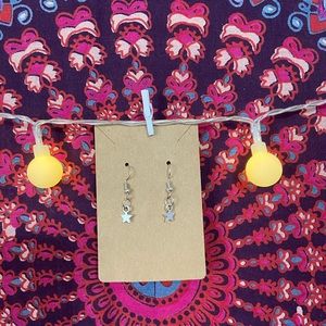 Dangle small silver star earrings